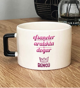 Kişiye Özel Yay Oğlak Burcu Hediye Lüks Fincan Doğum Günü Hediyesi (Siyah)