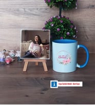İsme Özel İsim Yazılı Fotoğraflı Dekoratif Taş, Kupa Bardak Beyaz Hediye (Model 4)