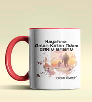 Kişiye Özel Hayatıma Anlam Katan Adam Tasarım Siyah Kupa Bardak (Kırmızı)