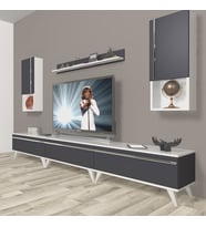 Decoraktiv Eko 270TA Mdf Retro Tv Ünitesi Tv Sehpası (Beyaz - Antrasit)