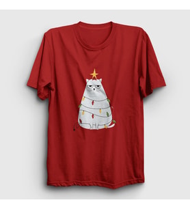 Presmono Unisex Haki Huysuz Kedi Yılbaşı T-Shirt 269703tt (Kırmızı)