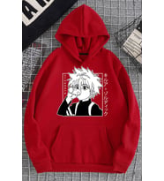 Unisex Killua Zoldyck Baskılı Sweatshirt (Kırmızı)