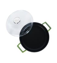 Lava Döküm Çok Amaçlı Yayvan Tencere. Glaze Serisi Çap(Ø)24cm. - Kırmızı (Yeşil)