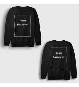 Presmono Unisex Beyaz Kendin Tasarla Kişiye Özel Sırt Baskılı Sweatshirt 519300tt (Siyah)