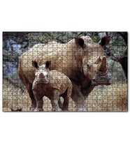 Cakapuzzle Dev Anne Gergedan ve Sevimli Yavrusu Puzzle Yapboz MDF (Ahşap) (500 Parça)