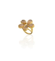 Kadir Jewellery 22 Ayar Altın Kaplama Zirkon Taşlı Kadın Vintage Yüzük (Turuncu)