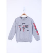 Toontoy Erkek Çocuk Bella Ciao Baskılı Sweatshirt ( Gri-Melanj)