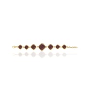 Kadir Jewellery 22 Ayar Altın Kaplama Zirkon Taşlı Ayarlanabilir Zincir Bileklik (Bordo)