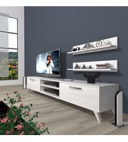 Decoraktiv Eko 4 Slm Dvd Retro Tv Ünitesi Tv Sehpası (Beyaz)
