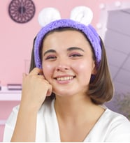 Sevdam Hediyelik Yuvarlak Kulaklı Saç Bandı - Makyaj Bandı - Uyku Bandı (Lila)