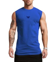 Ghassy Co. Erkek Nem Emici Hızlı Kuruma Atletik Teknik Performans Sporcu Sıfır Kol T-shirt (Mavi)