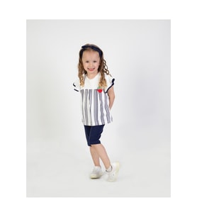 Kız Bebek Kaprili Kısa Kollu Karpuz Kol Bandanalı Yazlık Basic Alt-Üst Takım 6-24 ay (Ekru)