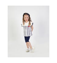 Kız Bebek Kaprili Kısa Kollu Karpuz Kol Bandanalı Yazlık Basic Alt-Üst Takım 6-24 ay (Ekru)