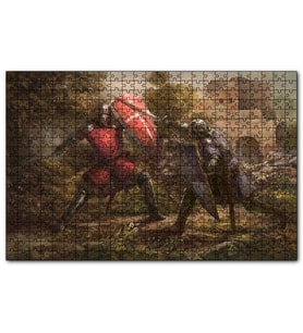Cakapuzzle Çarpışan Zırhlı Şövalyeler Yağlıboya  Puzzle Yapboz MDF (Ahşap) (255 Parça)