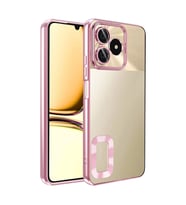 Realme Note 50 Kılıf Logo Yeri Açık Kamera Lens Önü Korumalı Renkli Kenarlı Şeffaf Silikon (Rose)