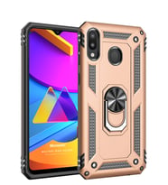 Microsonic Samsung Galaxy M10s Kılıf Military Ring Holder (Gold)