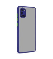 Galaxy A31 Kılıf Zore Hux Düğme ve Kapak Zıt Renk Kılıf (Lacivert)