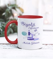 Biyoloji Öğretmeni Tasarımlı Kişiye Özel Kupa Bardak (Kırmızı)