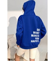 Do What Makes You Happy Baskılı Unisex Oversize Sweatshirt (Mavi)
