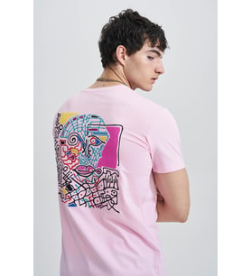 Beginning Composition Erkek Nakış T-Shirt (Pembe)