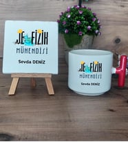 Jeofizik Mühendisi Hediye Seti Kupa Bardak T Kulplu ve Dekoratif Taş Mühendisler Günü Hediyesi (Model 1)