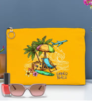 BK Gİft Yaz Temalı-9 Astarlı Portföy Çanta 30x21cm(12 Renk Seçeneği), Baskılı El Çantası, Organizer Çanta (Sarı)