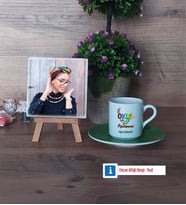 Okul Öncesi Öğretmeni Fotoğraflı Dekoratif Taş, Ahşap Altlıklı Türk Kahvesi Fincanı Hediye Öğretmenler Günü Hediyesi (Model 9)