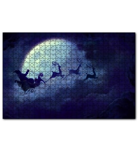 Cakapuzzle Dolunay Bulutlar Geyikler ve Noel Baba  Puzzle Yapboz MDF (Ahşap) (1000 Parça)