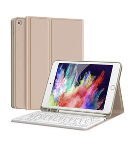Samsung Galaxy Tab S7 FE S7 Plus S8 Plus 12.4" Kılıf Kablosuz Klavyeli Case Moba (Gold)