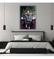 Metal Çerçeveli Temperli Cam Tablo Film Karakteri The Joker Art (Gümüş)