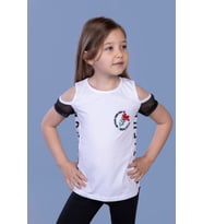 Toontoy Kız Çocuk Göğsü Nakışlı Tişört (Beyaz)