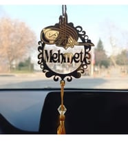 Kişiye Özel ÇİFT TARAFLI Araba Dikiz Aynası Süsü Pleksi Osmanlı Tuğra Model (Gold)