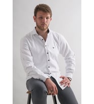 Dorss Slimfit Pamuklu Garnili Kışlık Kalın Kumaş Erkek Gömlek (Beyaz)