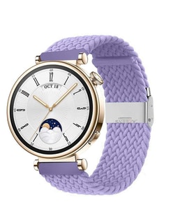 Sneezy Huawei Watch GT 4 41mm İle Uyumlu 18mm Metal Klips Solo Fiberlink Örgü Kordon (Lila)