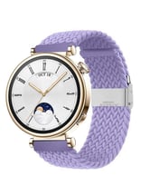 Sneezy Huawei Watch GT 4 41mm İle Uyumlu 18mm Metal Klips Solo Fiberlink Örgü Kordon (Lila)