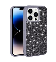 Vendas Apple iPhone 14 Pro Kılıf Parlak Taşlı Tasarım Zore Pırlanta Kapak (Gri)