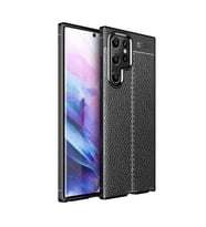 Samsung Galaxy S22 Ultra Kılıf Deri Tarzı Niss Silikon Case Kapak (Siyah)