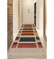 Dijital Baskılı Kaymaz Taban Yıkanabilir Modern Yolluk Ve Koridor Halısı NDU-HS-511 (Kırmızı)