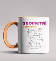 Kişiye Özel Geometri Öğretmeni Tasarımlı Siyah Renk Kupa Bardak 3 (Turuncu)