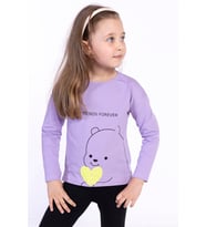 Toontoy Kız Çocuk Baskılı Tişört (Lila)