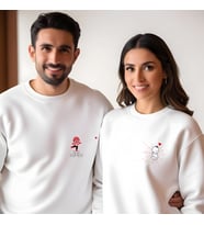 Sevgililer Günü Kombin Erkek Kadın Örümcek Adam ve Ağ Görselli Bisiklet Yaka Sweatshirt 5008 (Beyaz)
