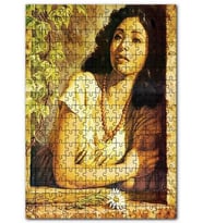 Cakapuzzle Eski Penceredeki Çekici Esmer Kadın Puzzle Yapboz MDF (Ahşap) (500 Parça)