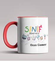 Kişiye Özel Sınıf Öğretmeni Tasarımlı Siyah Renk Kupa Bardak 14 (Kırmızı)
