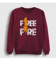 Presmono Unisex Beyaz Knife V2 Free Fire Sweatshirt 233159tt (Bordo)