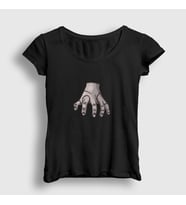 Presmono Kadın Beyaz The Thing Wednesday Addams Family Addams Ailesi T-Shirt 366127tt (Siyah)
