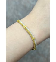 Çift Zincir Oksitli Gümüş Kazaziye Bileklik : Altın - 19 cm : Altın - 21 cm : Altın-Gümüş - 19 cm (Altın-Gümüş)
