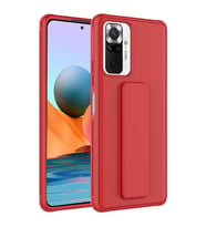 Xiaomi Redmi Note 10 Pro Kılıf Zore Qstand Katlanabilir Standlı Kılıf (Kırmızı)