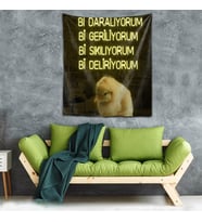 Mesajlı Civciv Yıkanabilir Leke Tutmaz Kumaş Duvar Örtüsü Duvar Halısı Tapestry (Sarı)
