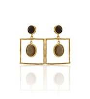 Kadir Jewellery 22 Ayar Altın Kaplama Kadın Sallantılı Küpe -El İşçiliği Ve Hipoalerjenik Küpe-E85 (Kahverengi)