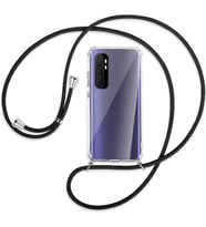 Xiaomi Mi Note 10 LiTE Kılıf Boyun Omuz Askılı iPli Anti Şok Köşe Korumalı Şeffaf Silikon (Siyah)